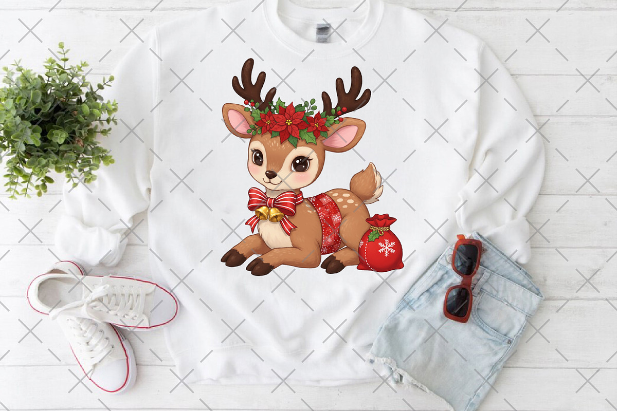 Christmas Deer Patchwork PNG, an Illustration by Craft Nest (Photo 5 of 6)
