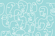 Outline hand drawn faces pattern eps, a Background Graphic by Mary P (Thumbnail 1 of 3)