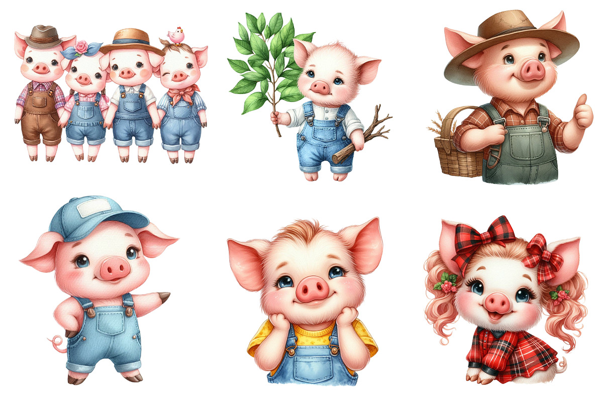 Three Little Pigs Clipart, an Illustration by CreationArt (Photo 4 of 7)