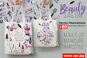 Beauty Salon Promo Cards & Patterns, a Work Illustration by Sopelkin (Thumbnail 1 of 9)