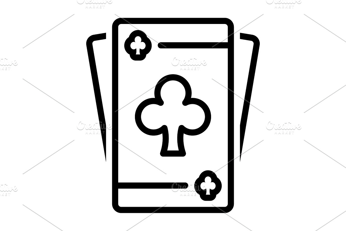 Clubs card black icon, an Outline Icon by Creative priyanka
