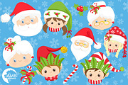 Christmas Faces Clipart, AMB-191, an Illustration by AMBillustrations (Thumbnail 4 of 5)
