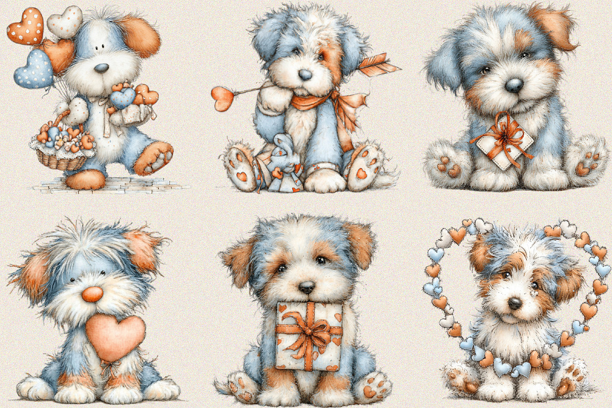 Whimsical Valentine Fluffy Dog Clipa, an Illustration by SVGArt (Photo 5 of 8)