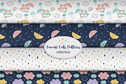 Kawaii Cat in the Rain Digital Paper, a Pattern Graphic by lindoet23 (Thumbnail 3 of 7)