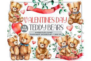 Valentine's day teddy bears clipart