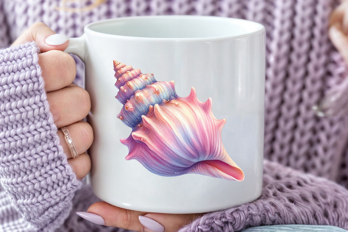 Watercolor Colorful Sea Shell Clipar, an Illustration by Rose Art (Photo 6 of 7)