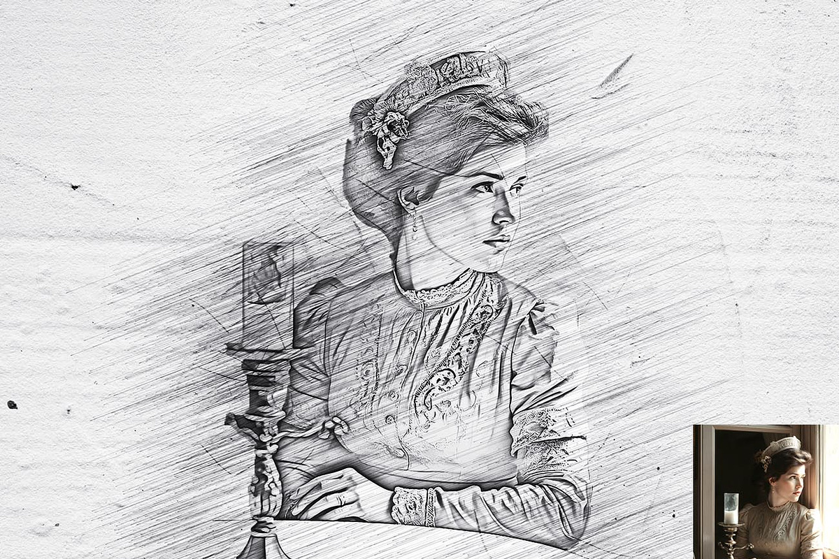 Realistic Pencil Sketch FX Photoshop, an Action Add-On by Studio Retouch (Photo 4 of 14)