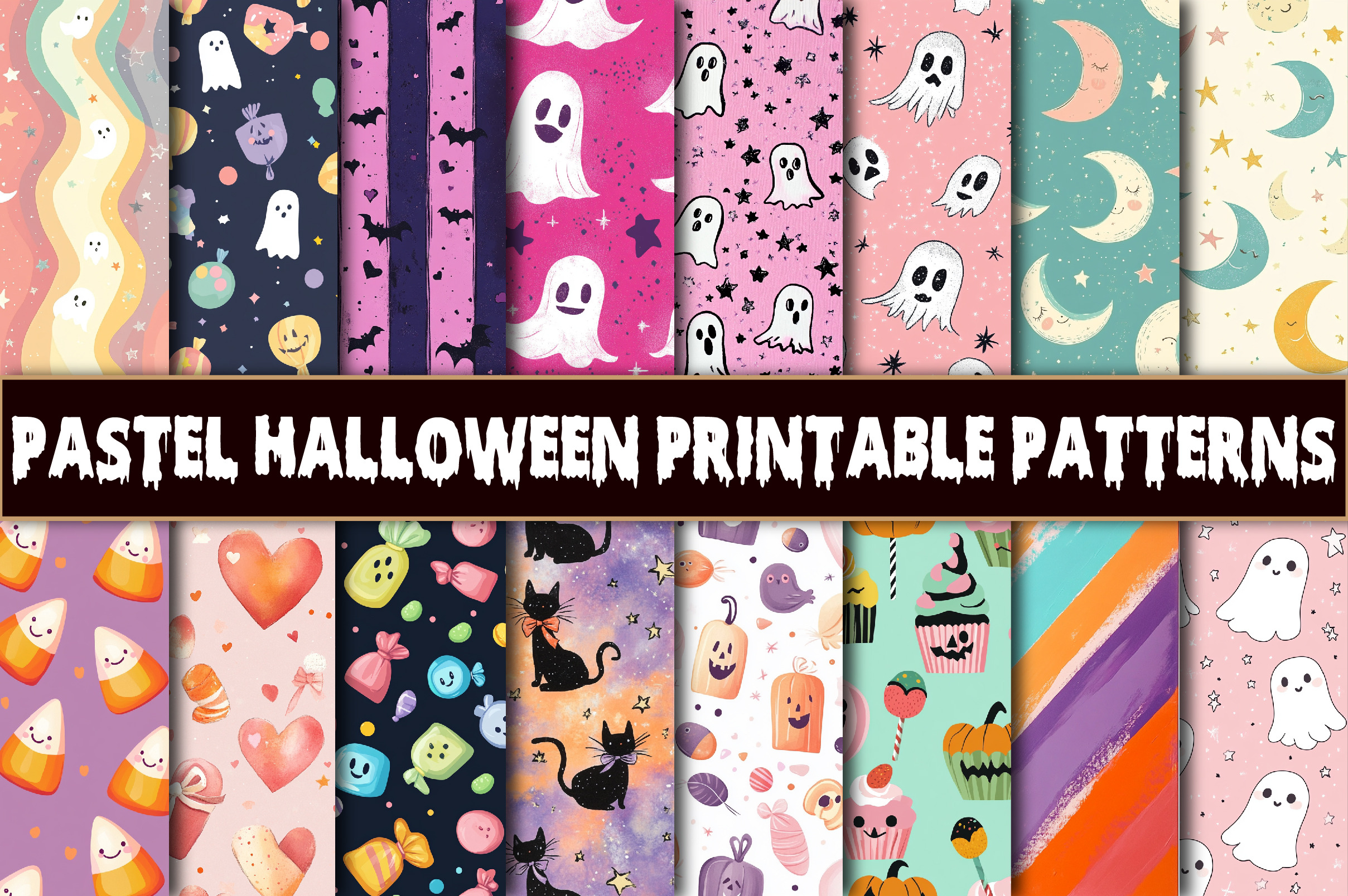 Cute Pastel Halloween Printable Patt, a Pattern Graphic by Libby Wishes