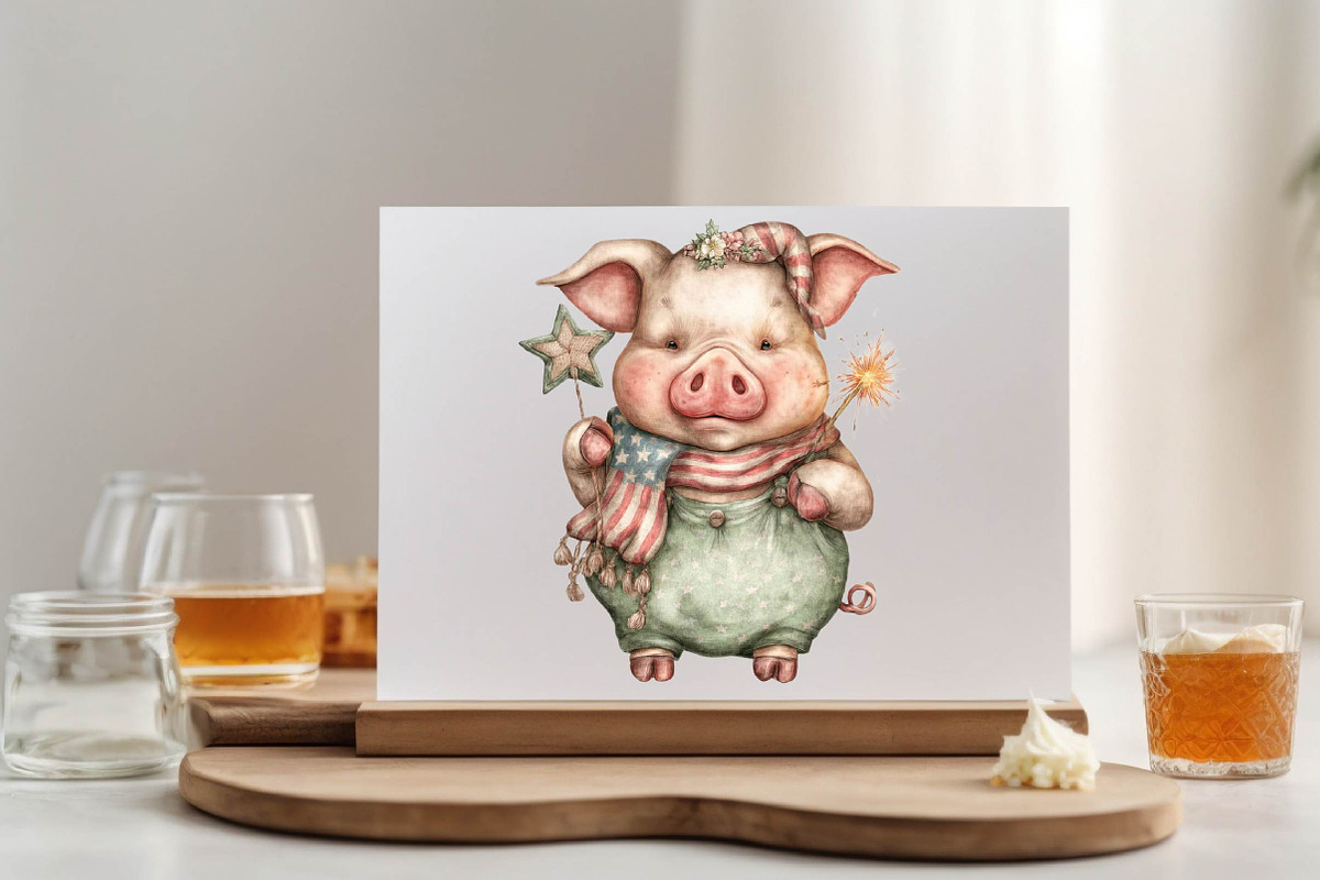 Whimsical Pig 4th of July Clipart, an Animal Illustration by SVGArt (Photo 4 of 9)