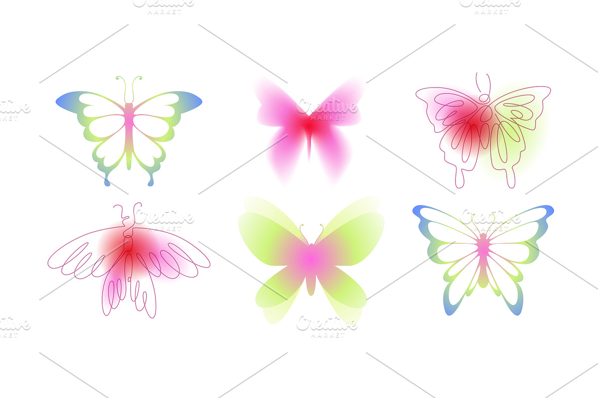 Y2k butterfly set with gradient, an Animal Illustration by art PVP - market