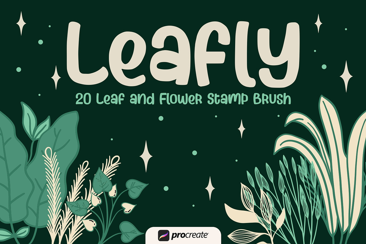 Leafly - Procreate Stamp Brush, a Brush Add-On by Good Java Studio (Photo 1 of 7)
