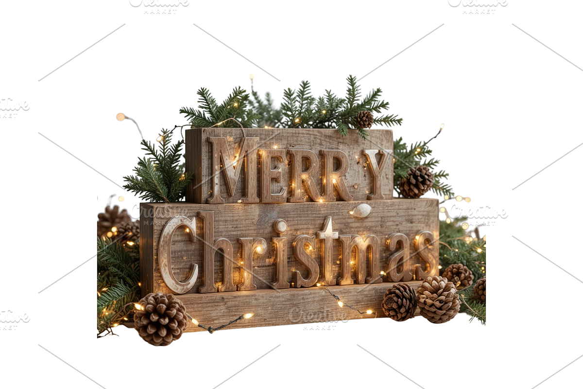 3D Merry Christmas Letter Stand, a Seasonal Illustration by Creative design (Photo 2 of 7)