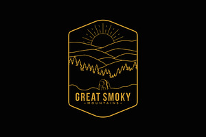 line art great smokey mountains, a Branding & Logo Template by swarnstudio
