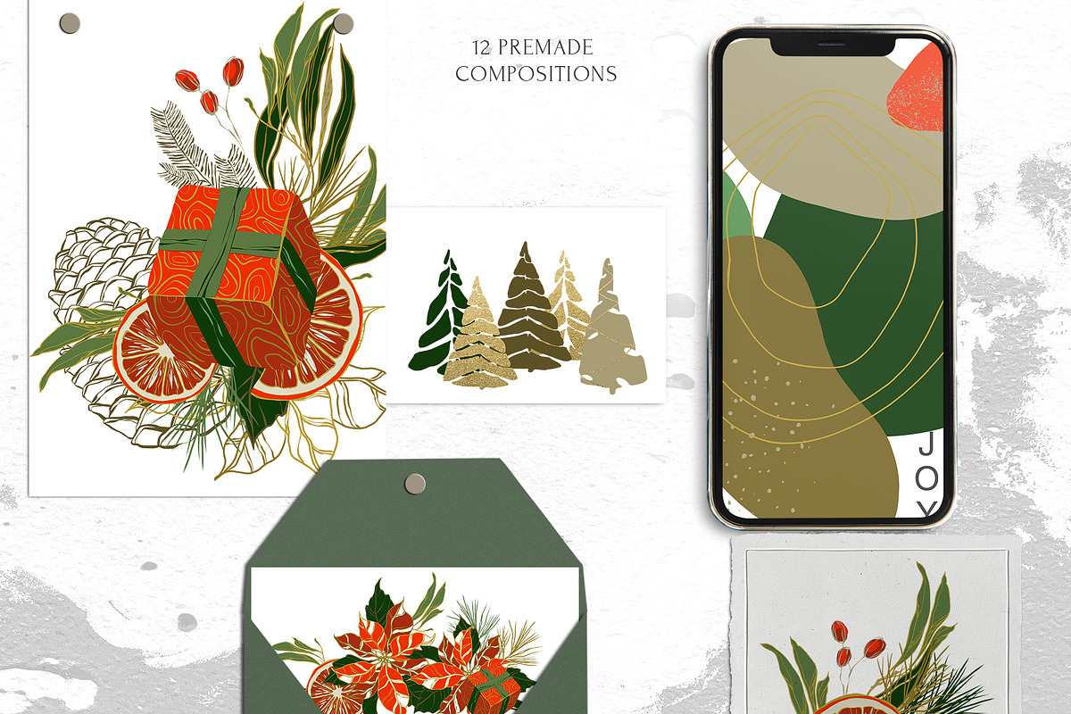 Modern Christmas Abstract Collection, a Texture Illustration by Cat In Colour (Photo 5 of 10)