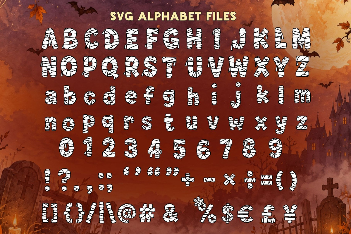 Mummy Wrap - Halloween Font, a Symbol Font by AnningArts (Photo 7 of 7)