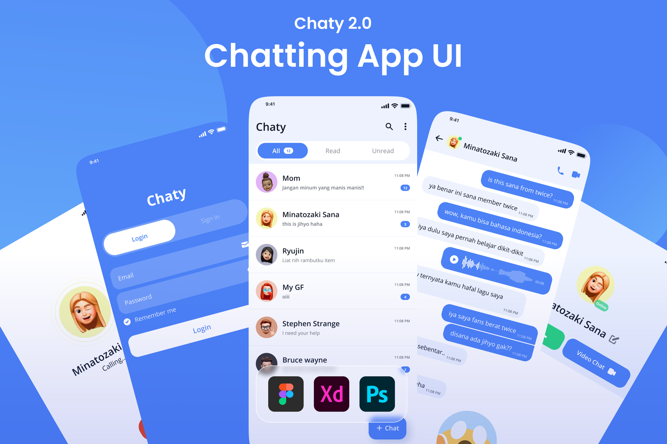 Chatting and Messaging App UI Kit, an App Template by SLAB! Design