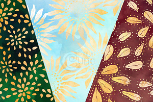 Sunflower Batik Digital Paper