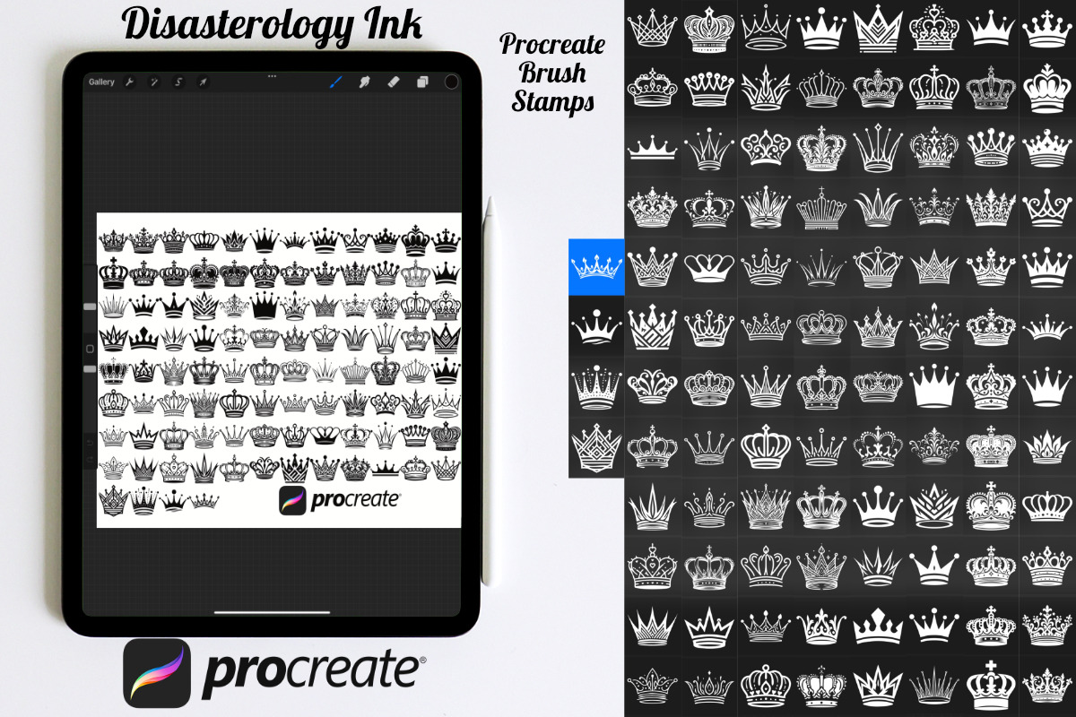 Royal Crowns Set 1 Procreate Brush, a Brush Add-On by Disasterology Ink (Photo 3 of 10)