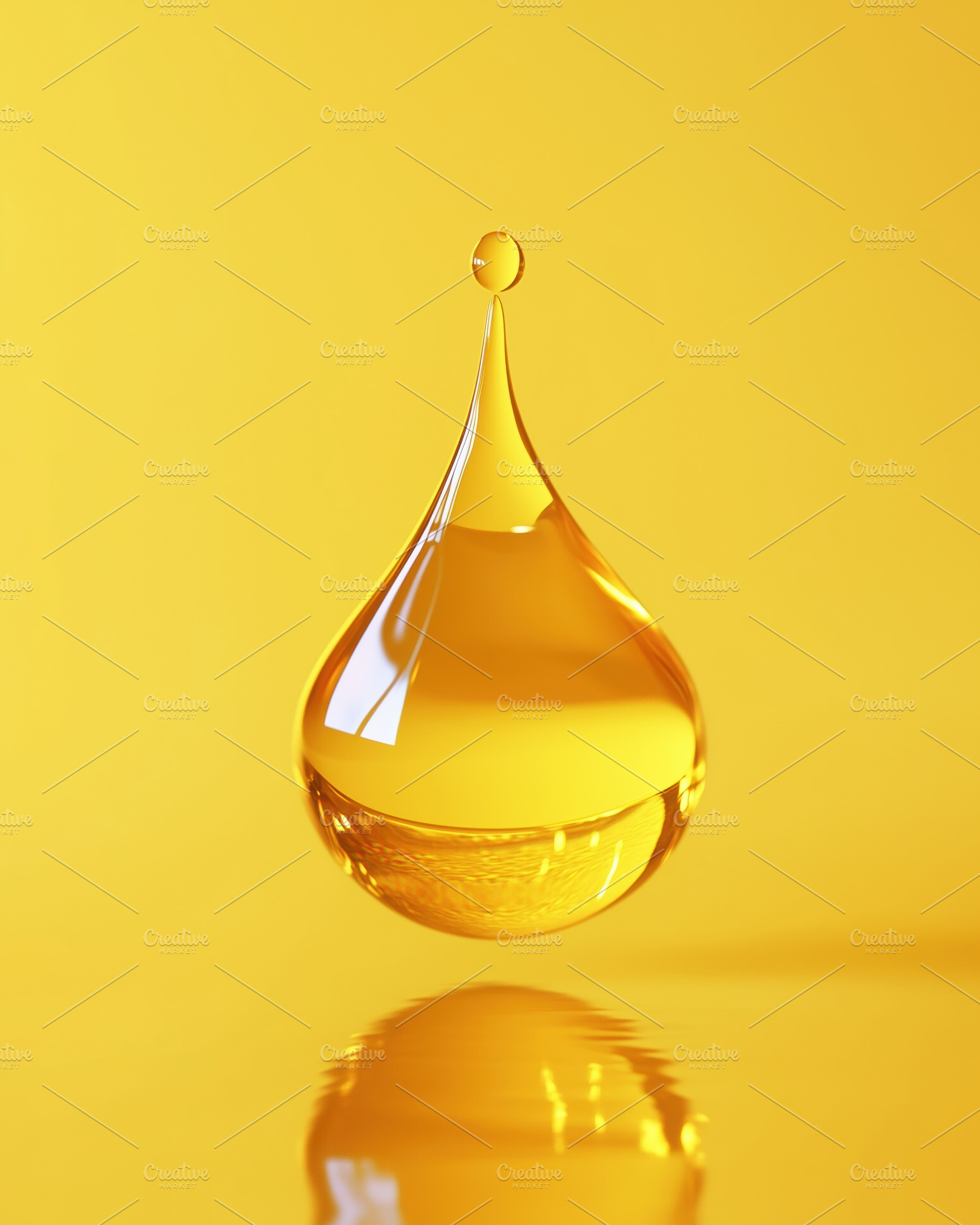 A single droplet of golden oil suspended in mid-air, reflecting light against a, a Photo by Textures & Backgrounds