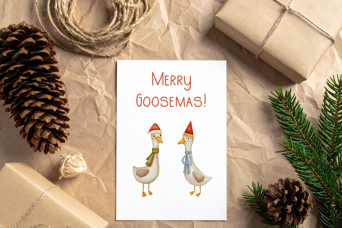 Christmas Geese - Clipart&Patterns, a Seasonal Illustration by Yevsikova_illustrations (Photo 5 of 11)