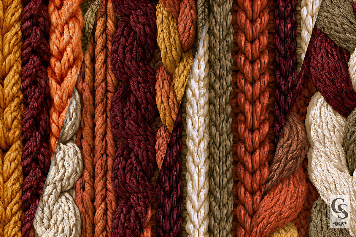 Fall Knitted Wool Seamless Pattern, a Pattern Graphic by Creative Store (Photo 2 of 5)