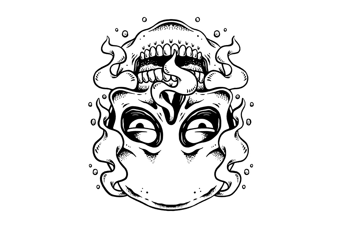 Surreal Lazy Skull Illustration, an Object Illustration by Decoconio Design (Photo 2 of 3)