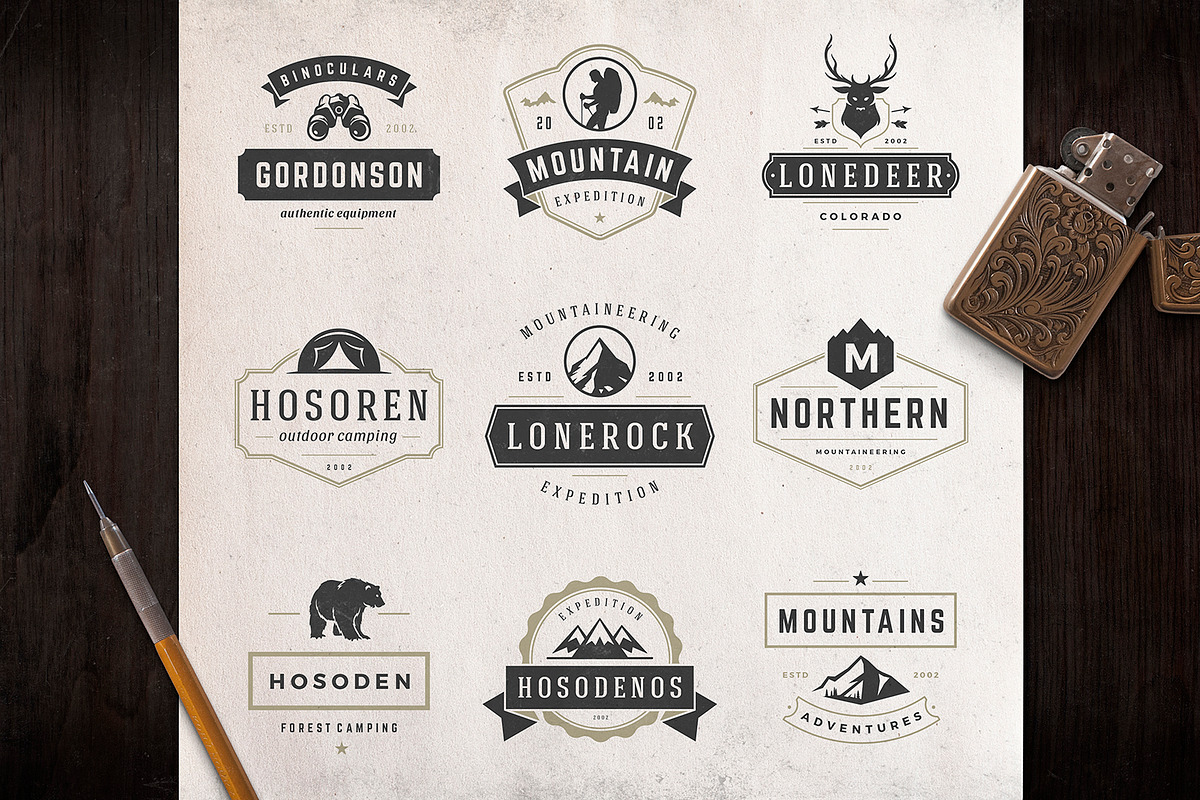 280 Outdoor logos and badges, a Branding & Logo Template by Vasya Kobelev (Photo 80 of 83)