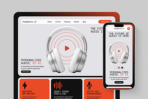 Headphone Product Figma Landing Page, a Landing Page Template by Supanium Studio