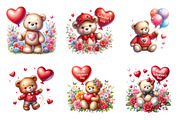 Valentines Day Teddy Bear Clipart, an Illustration by SinaCreation (Thumbnail 4 of 11)