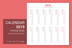 Calendar 2019 Vertical Design