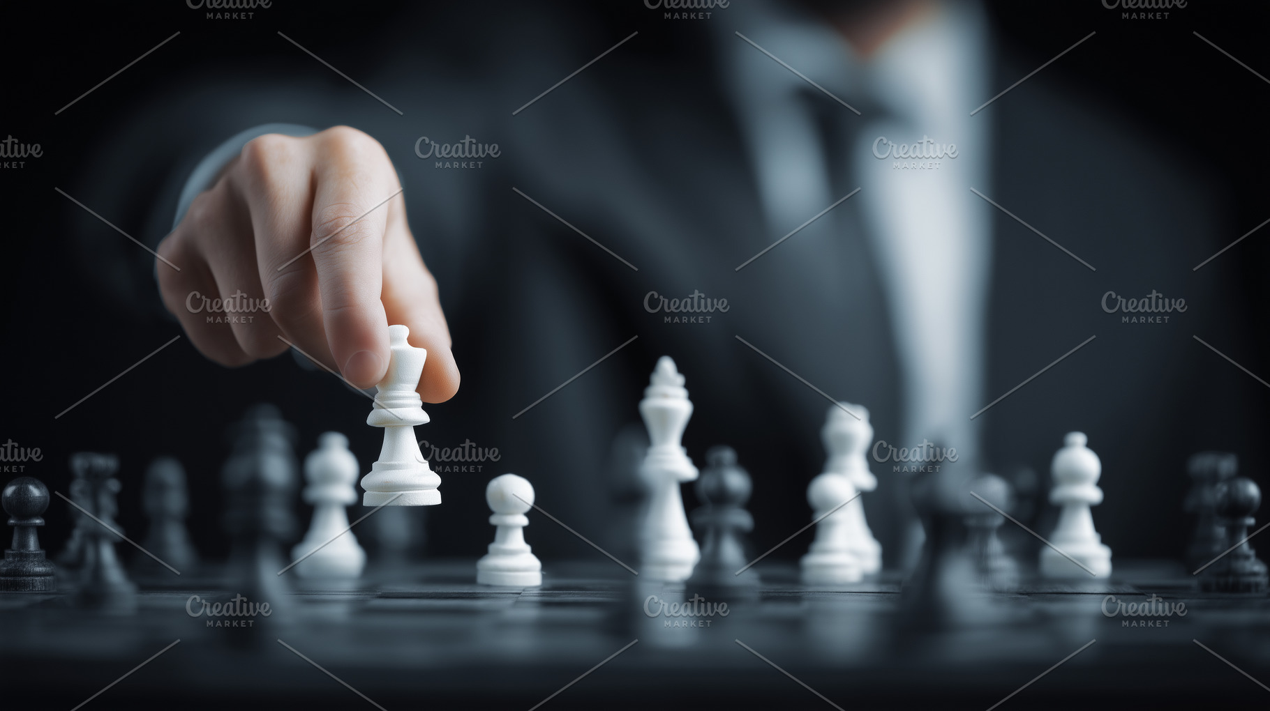 Businessman in a suit makes a move, a Business Photo by MistyDay