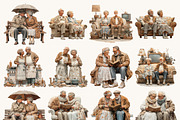 Elderly Couple Clipart Bundle, a Person Illustration by BusyDaydesign (Thumbnail 2 of 9)
