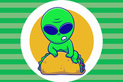 Cute Alien Climbing Out From Taco, an Object Illustration by Artstorystudio (Thumbnail 3 of 3)