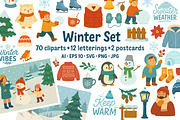 Winter Set, a Seasonal Illustration by ananastya (Thumbnail 1 of 9)