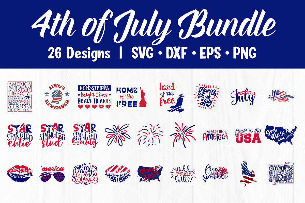 4th of July SVG Cut Files Patriotic, an Illustration by SavanasDesign (Photo 1 of 7)