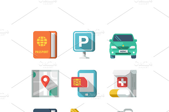 Traveling and Transport Flat Icons2 preview 2