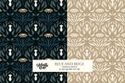 Blue and Beige Wallpaper, a Wallpaper Graphic by Bloomart Studio (Thumbnail 1 of 7)