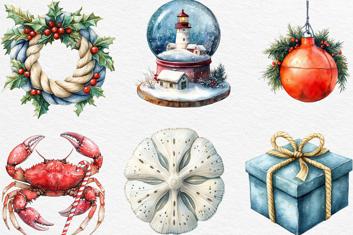 Merry Maritime Christmas Clipart, an Illustration by Black Bird Studio (Photo 2 of 6)