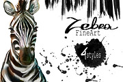 Set zebra portraits .4 styles, an Animal Illustration by art_mouse (Thumbnail 1 of 8)