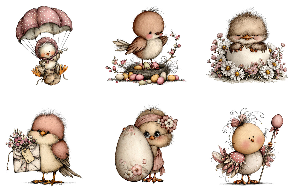 Whimsical Easter Bird Clip Art, an Illustration by CreationArt (Photo 3 of 7)