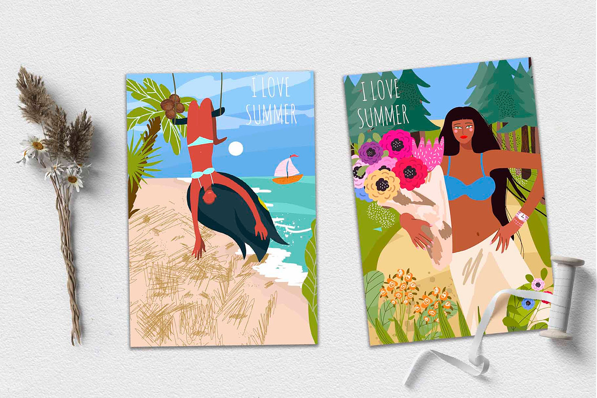 Summer mood, vibes cards set, a Seasonal Illustration by NataLyaroArt (Photo 6 of 9)