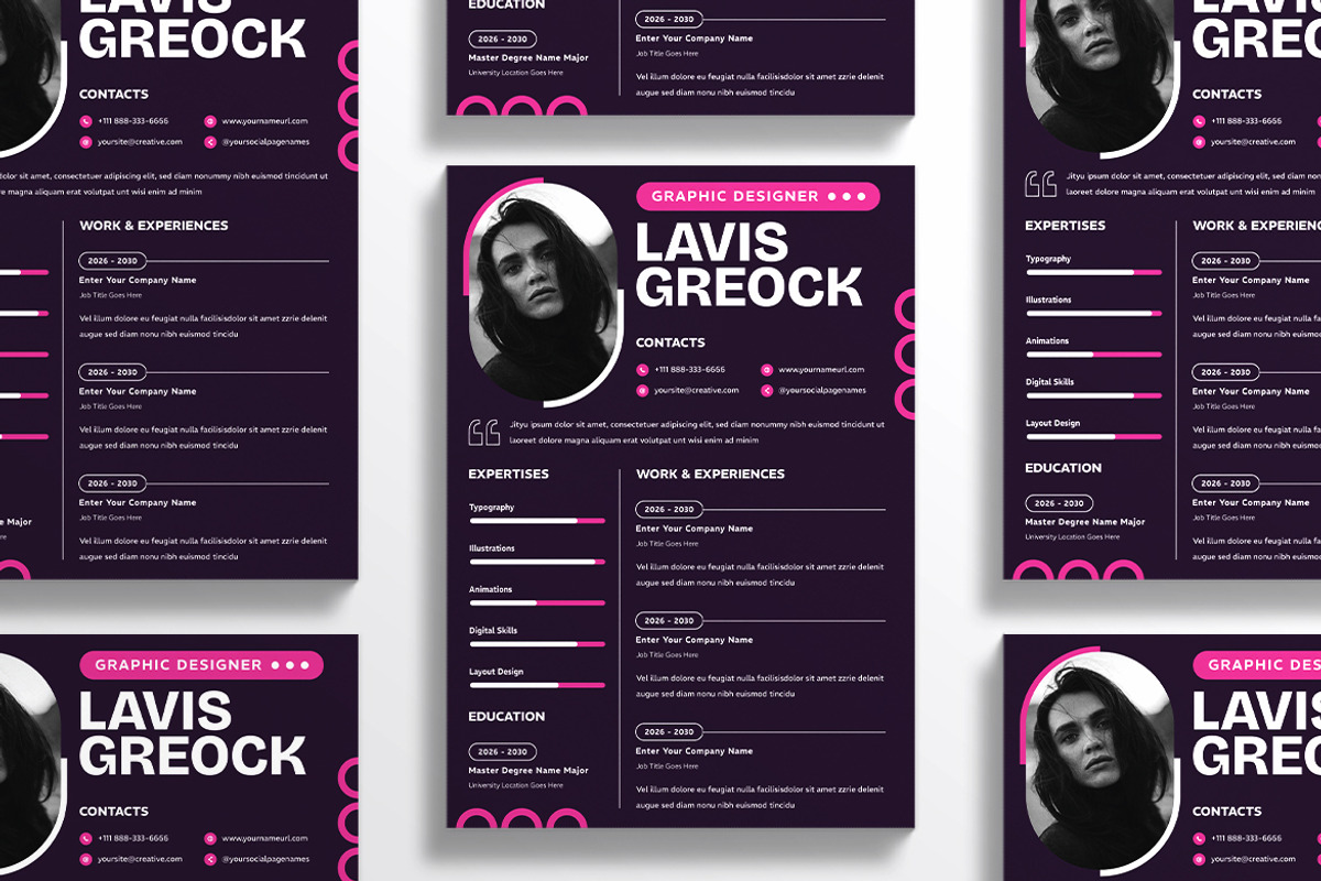 Purple Color Shape Resume CV, a Resume Template by iDoodle Studio (Photo 2 of 4)