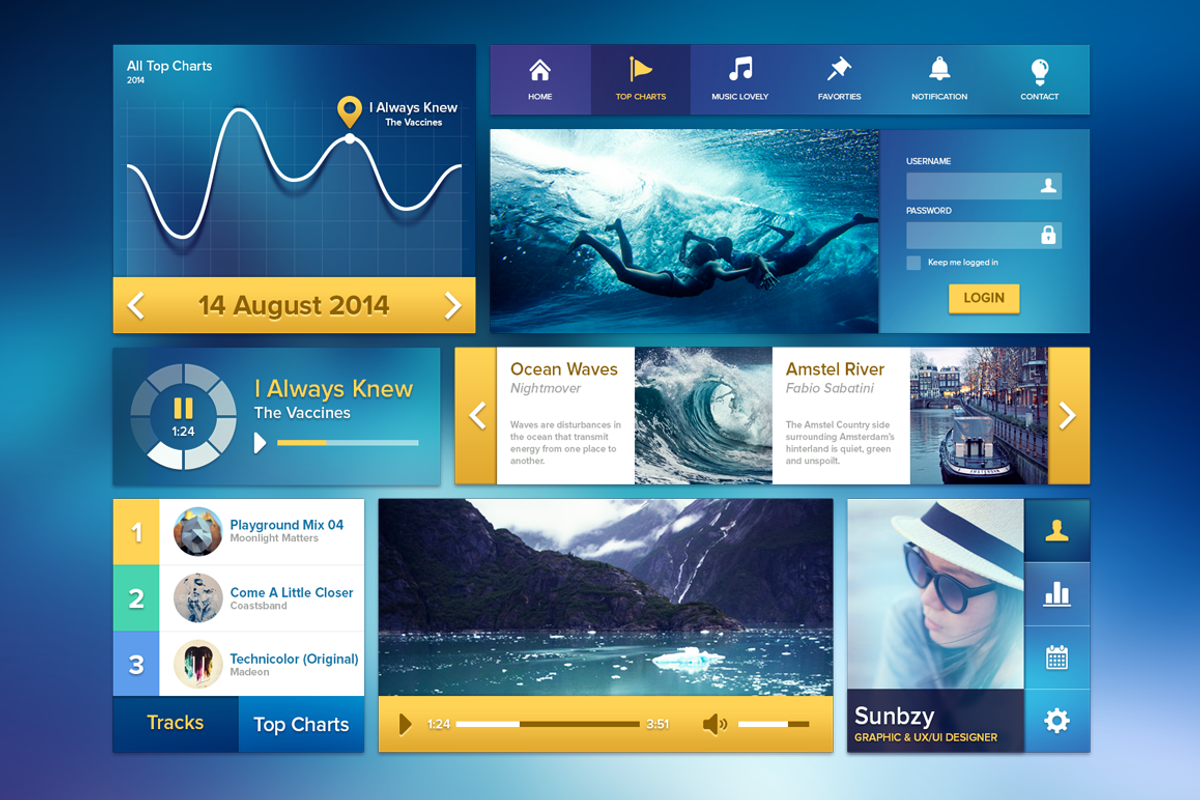 Ui Kit Ocean Blue, an UI Kit Template by Sunbzy (Photo 1 of 3)