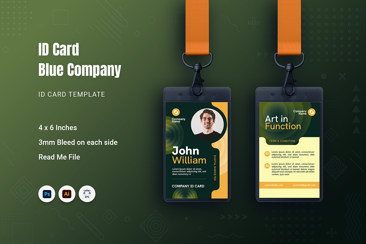 Blue Company ID Card, a Print Template by Fannan Studio