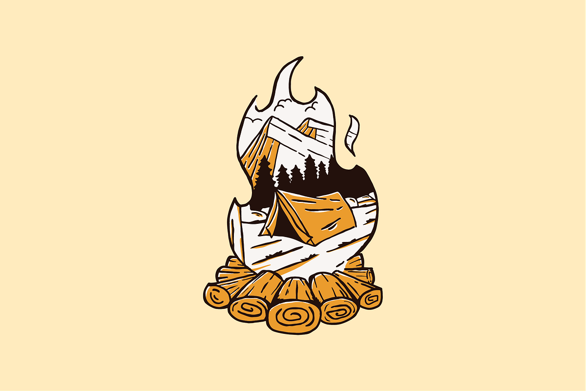 Campfire with Mountain, an Illustration by nomlimo.com (Photo 1 of 2)