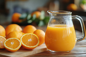 Freshly squeezed juice served in a c, a Food & Drink Photo by Pixeness Studio