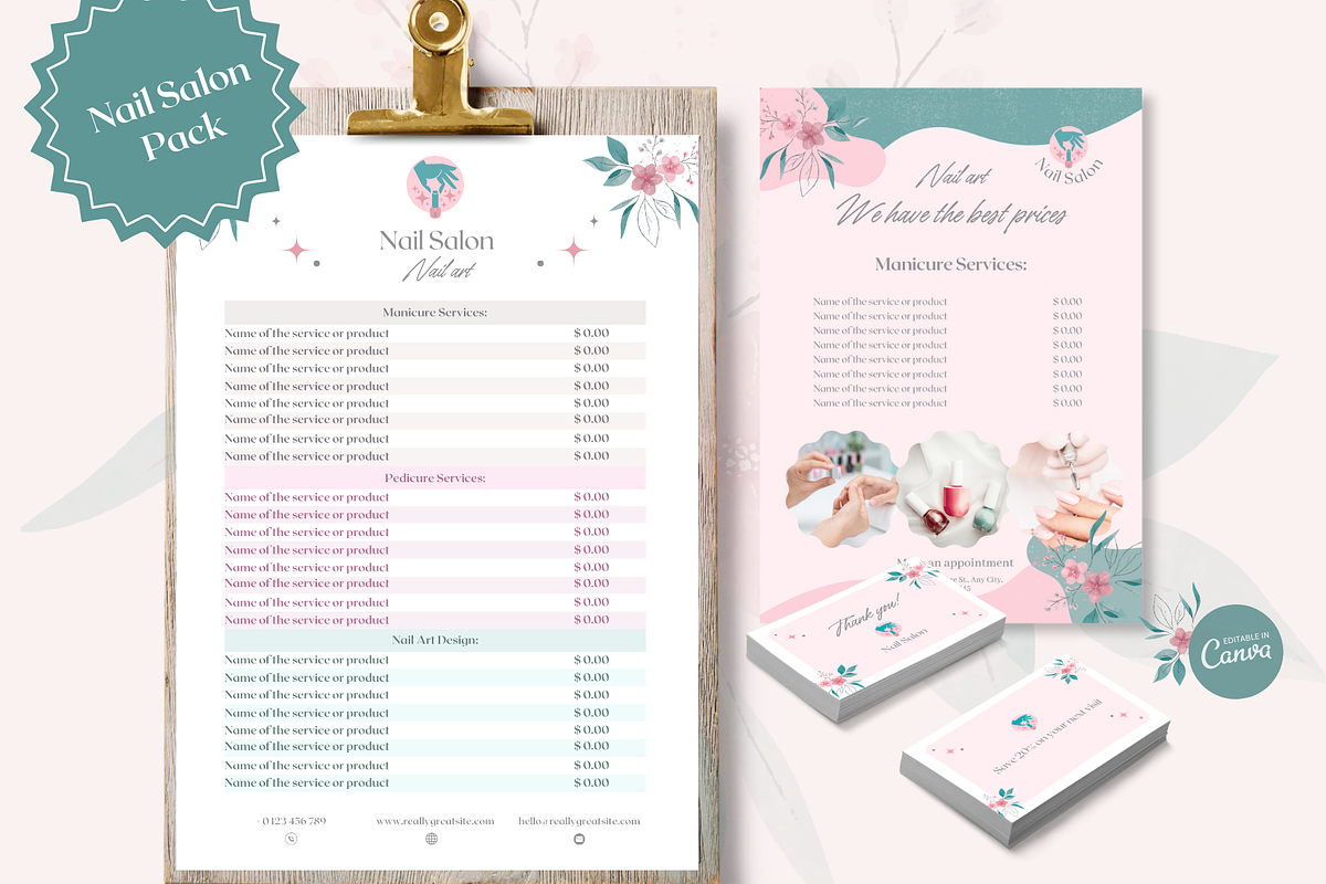 Nail Salon Promo Canva Templates, a Marketing Template by PaolaroiDesign (Photo 2 of 8)
