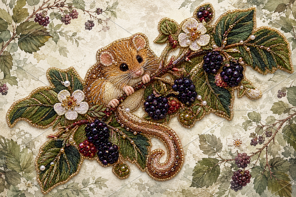 Embroidered Dormouse PNG, an Object Graphic by The Edit (Photo 2 of 3)