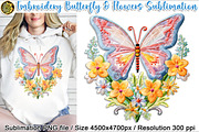 Embroidery Butterfly & Flowers PNG, an Object Graphic by V Design Creator (Thumbnail 1 of 7)