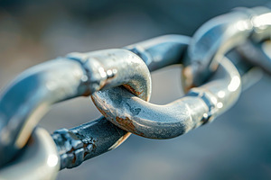 Iron chain on blurred background, an Abstract Photo by AlyaAnd